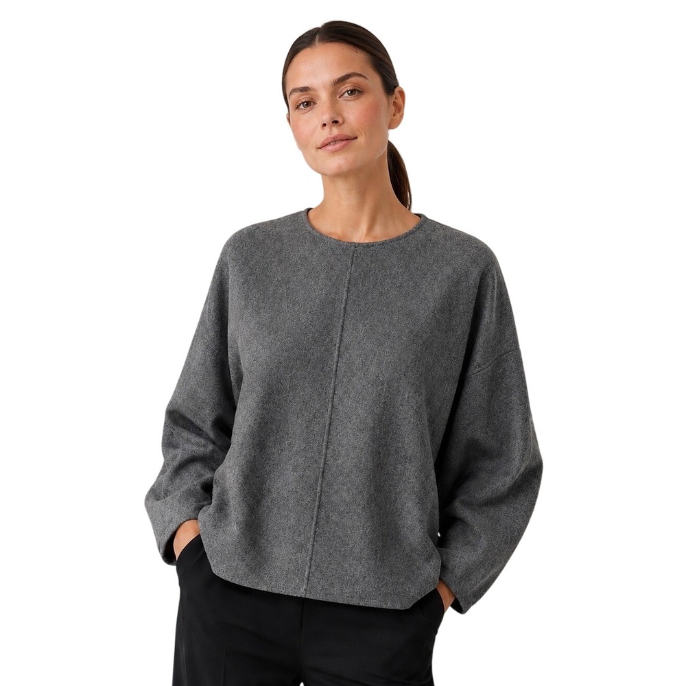 Marimekko Gray Long Sleeve Boxy Wool Blend Knit Top Minimalist Career Size 38 M